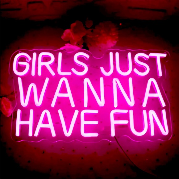 Urban Outfitters Other - Neon Girls Just Wanna Have Fun Neon Pink LED Light Wall Wedding Party Bday Decor